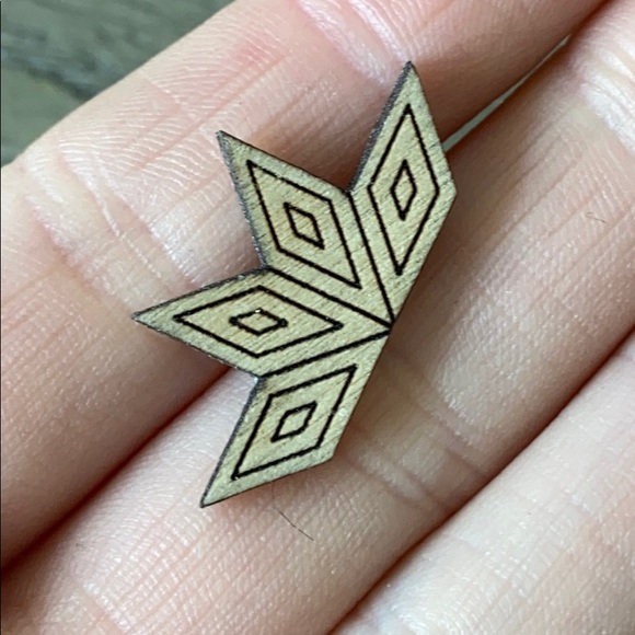 Laser Carved Wood Geometric Studs - Picture 3 of 4